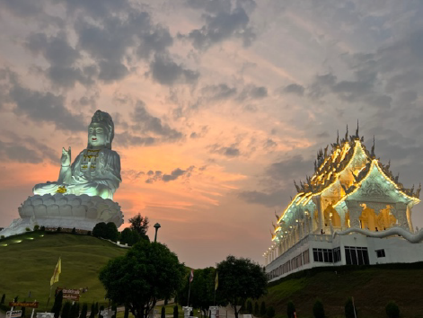 White Buddha at sunset