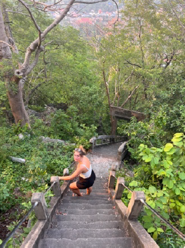 climbing stairs