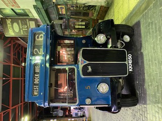 old blue bus