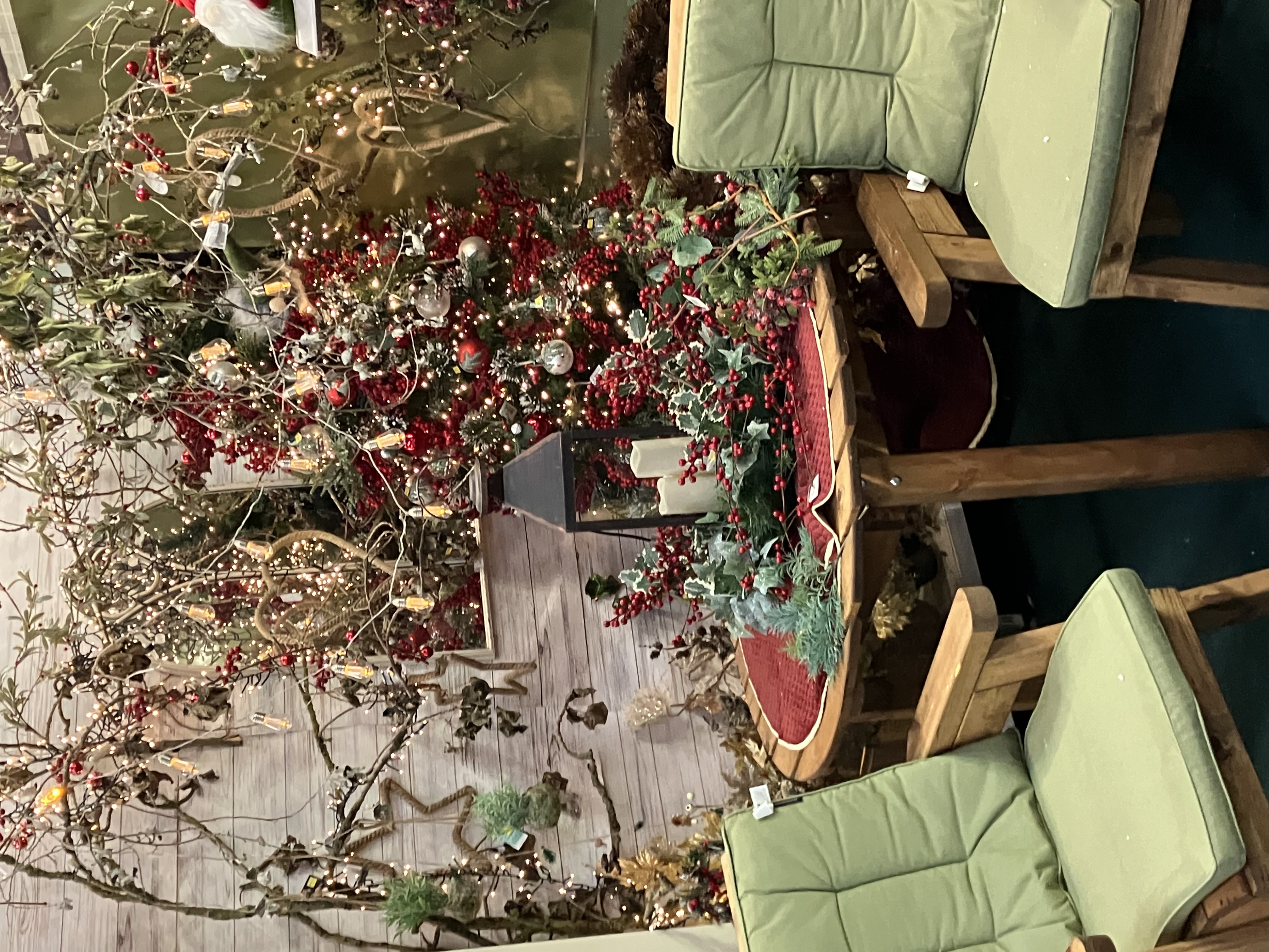 armchairs and xmas display