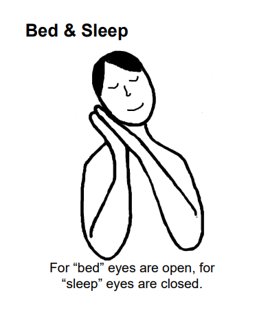 makaton sign for bed & sleep